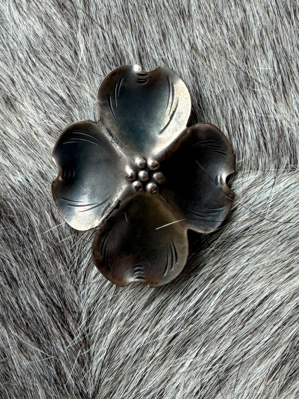 Vintage Sterling Silver Stuart Nye Dogwood Flower Brooch